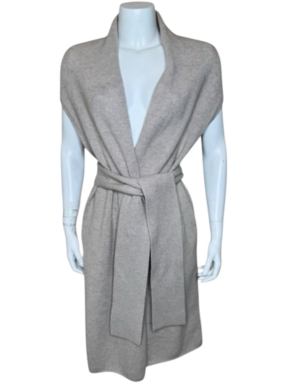 MM LaFleur Chayanee Sweater Vest XS/S Long Cardigan Open Merino Wool Beige